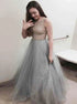 Scoop A Line Tulle Appliques Prom Dress LBQ3834